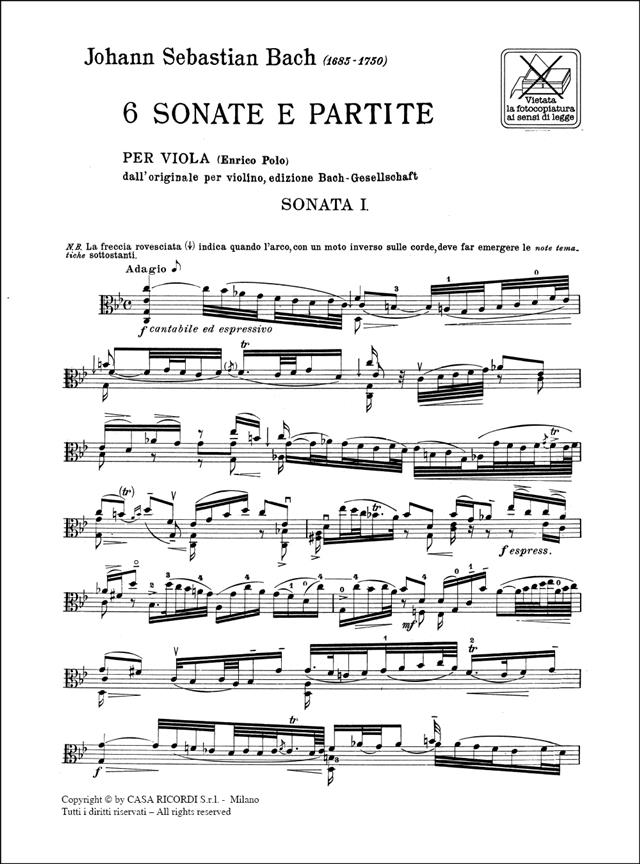 6 Sonate E Partite Bwv 1001 - 1006 - pro violu